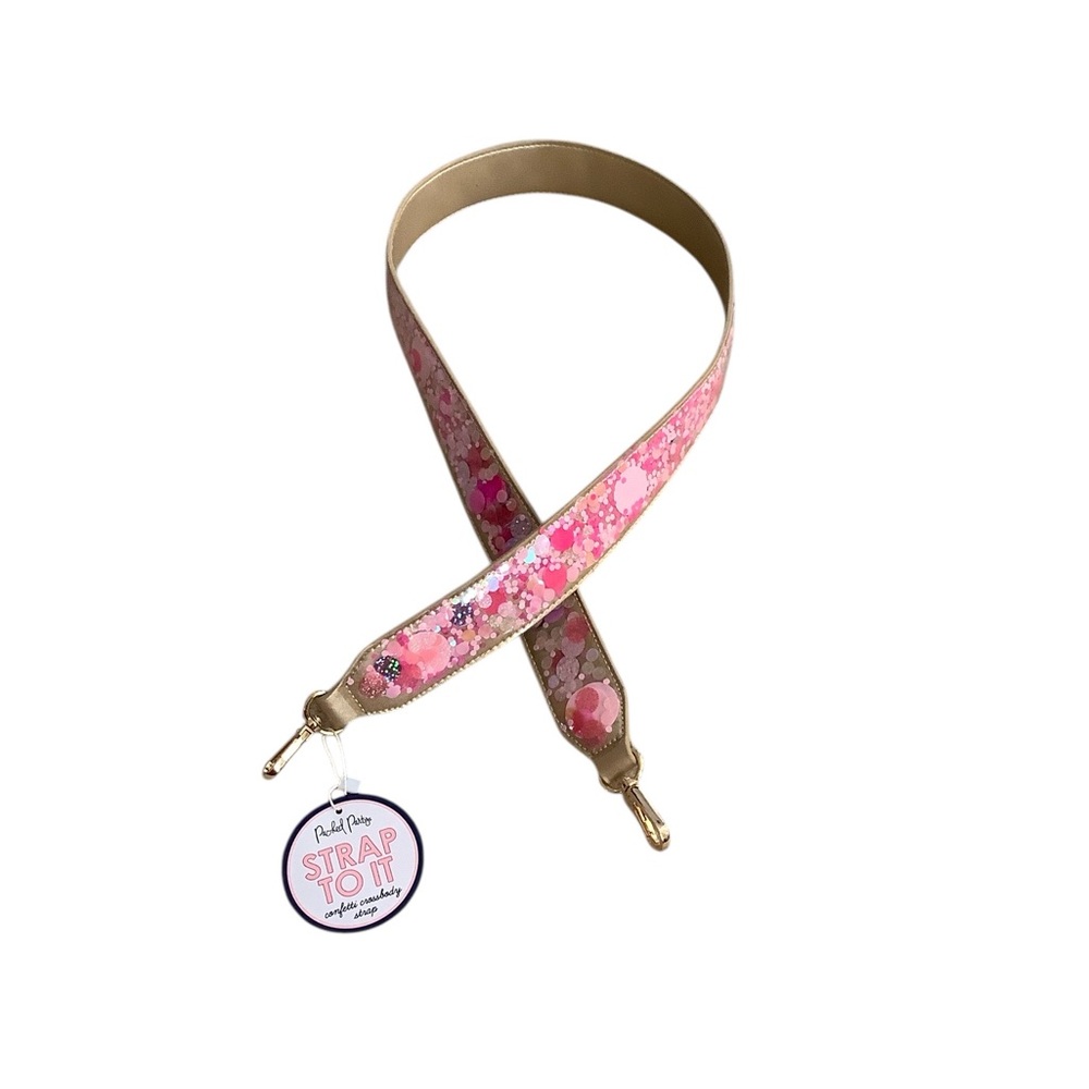 Packed Party Pink and Gold confetti bag strap